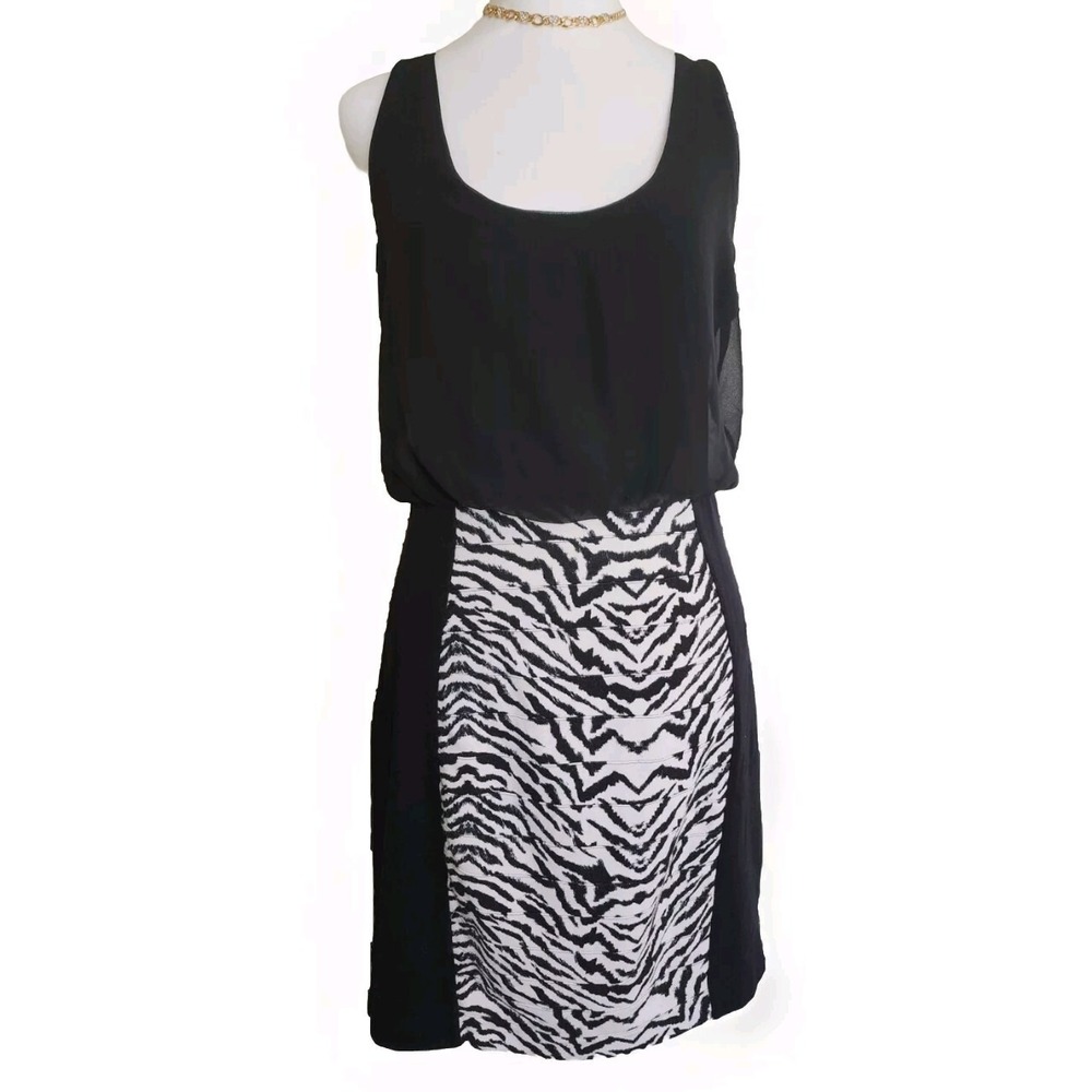 EXPRESS Women's Dress Sleeveless Black Zebra Stripe Size M
